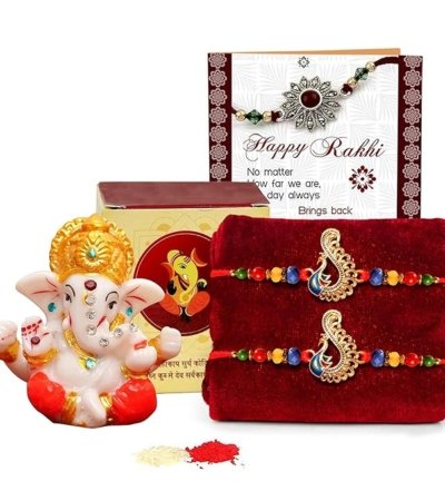 Premium Rakhi with Mini Idol Statue