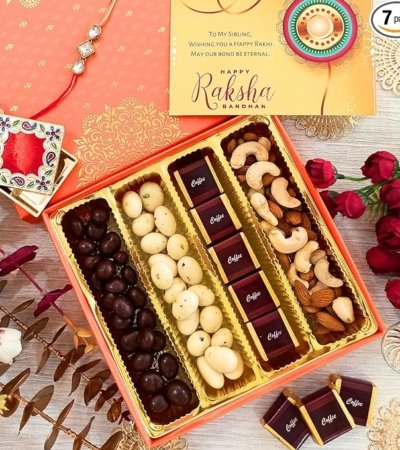 Rakhi Gift Hamper with Premium Chocolates & Dry Fruits